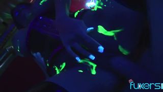 Neon porn threesome