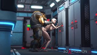 Alien sex at the Mars base camp! A horny woman gets the anal fucking