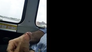 Jerking off on the bus....Big Cum Shot