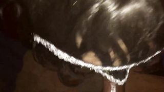 Crossdresser slut sucking black cock POV