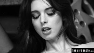 Her big natural tits jiggle as she fingerbangs her hairy pussy