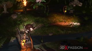 Beautiful young fairies fucked by lustful man bull in fairy forest