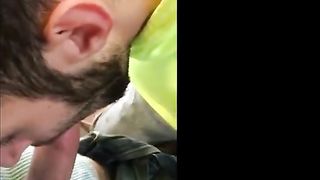 Hungry builder sucking dick