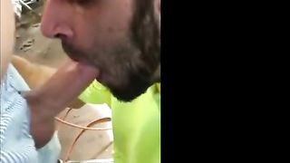 Hungry builder sucking dick