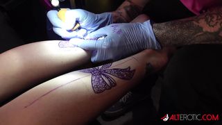 Katie Monroe gets tattooed and double dicked down