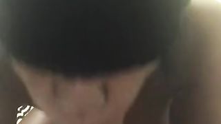 Barely Legal Ebony Teen Sucks and Fucks Dildo with Dried Cum on Pussy