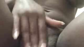 Barely Legal Ebony Teen Sucks and Fucks Dildo with Dried Cum on Pussy