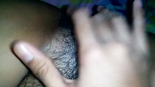 Filipina Teen Quietly Rubs her Hairy Pussy next to her Parents