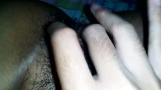 Filipina Teen Quietly Rubs her Hairy Pussy next to her Parents