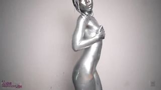 Silver Paint Anal Fisting Asian Girl