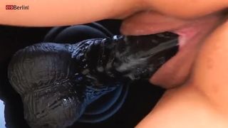 Sabrina Creams on Mounted Dildo on Car