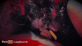 Stepsister shares her stepbrother with her best friend on Halloween. Cum in her pussy