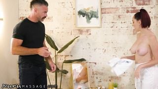 NURUMASSAGE Thirsty Nickey Huntsman Teases Her Shy Client To Make Him More Comfortable