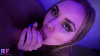 Romantic evening and juicy, sensual blowjob from sexy miss
