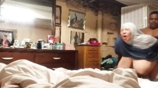 Hijab Wearing Mature Muslim BBW Black Wife with Huge Boobs Gets Fucked Hard