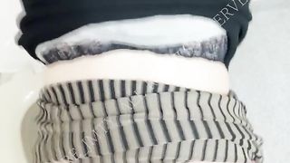 【人妻日記】足音や人の声が漏れ聞こえるトイレでイキ続ける人妻NTR　フェラ奉仕→イラマチオ調教→バックでガン突き一部始終