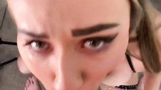 Sloppy facefuck and huge facial ruins sluts makeup