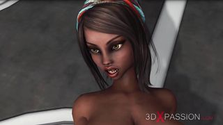 Sex on the exoplanet! Sci-fi android fucks hard a hot black girl in the base camp