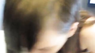 Brunette babe gives a delicious blowjob