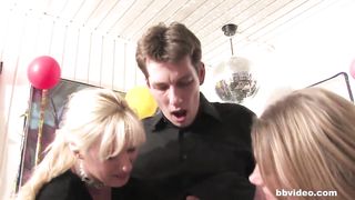 German milfs sharing a hard dick