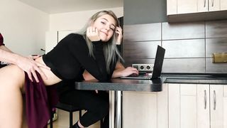 Fucking cuckold's girlfriend to cum on her slutty face - Eva Elfie