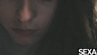 Stunning brunette sucks her sexy Asian girlfriend's big breasts