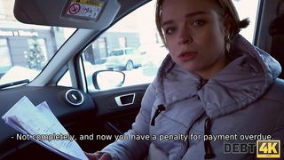 DEBT4k. Devious collector sweet debtor into sex at his place