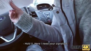 DEBT4k. Devious collector sweet debtor into sex at his place