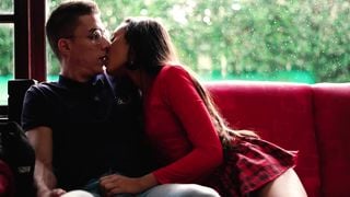 Hot schoolgirl asks class nerd for help and ends up fucking his big cock