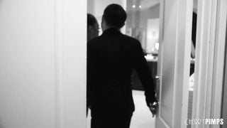 Hot Black Girl Gives A Hot Blowjob To A Big White Cock Before Getting an Interracial Pounding