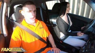 Fake Driving School Big Tits Babe Fucked Hard Out in the Summer Sun