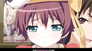 Cute cosplay uniforms on naughty hentai chicks