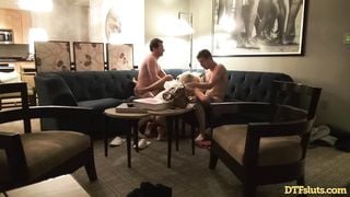Two Blonde Babes DP Anal In Real Swinger Group Sex Late Night Hotel Party