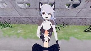 POV fucking Loona doggystyle against a wall until she orgasms - Helluva Boss Hentai.