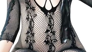 Cute brunette in black lingerie shows you how flawed minded and naughty she is in sex