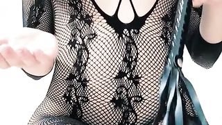 Cute brunette in black lingerie shows you how flawed minded and naughty she is in sex