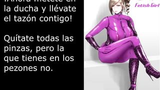 HENTAI FEMDOM JOI CBT CEI PISS PLAY (game with urine) in Spanish