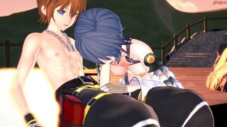 Aqua gives Sora a blowjob before getting fucked doggystyle, lets him cum in her pussy - Kingdom Hearts Hentai.