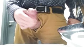 Little cock daddy wank at work with big cum spurt 2