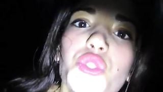 Spanish CARLOTA swallowing cum.