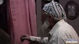 Very old man reveives pussy to fuck on Xmas