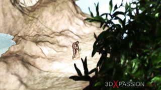 Hot sex on the beach! Big black man bangs a horny ebony on the savage island