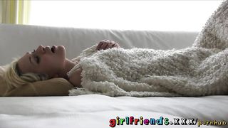 Girlfriends Fit Slim Blonde Masterbates as she Wakes