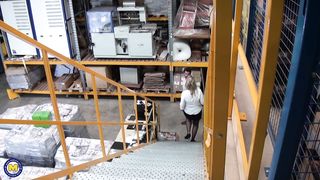 Tall Blonde MILF With Huge Tits Gets A Hardcore Anal Fuck In The Warehouse