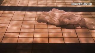 Babes swim and get naked underwater