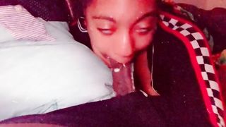 She came back for more of this big black cock only to get her wet throat pump a cum bbc vs ebony