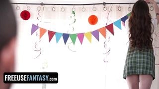 Freeuse Fantasy - Hot Blonde Birthday Girl Squirts All Over Her Stepdad And Stepsis During Threesome