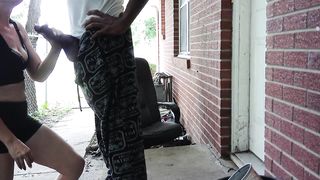 got caught outside and so she met me in the truck