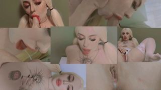 I fuck hard in the mouth and pussy on the table this cute blonde creampie cum inside her