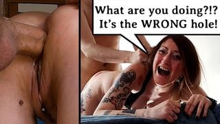 Wrong Hole, Crying Bitch Screaming ROUGH ANAL DESTRUCTION "PLEASE NO don't fuck my ass!" IT HURTS?